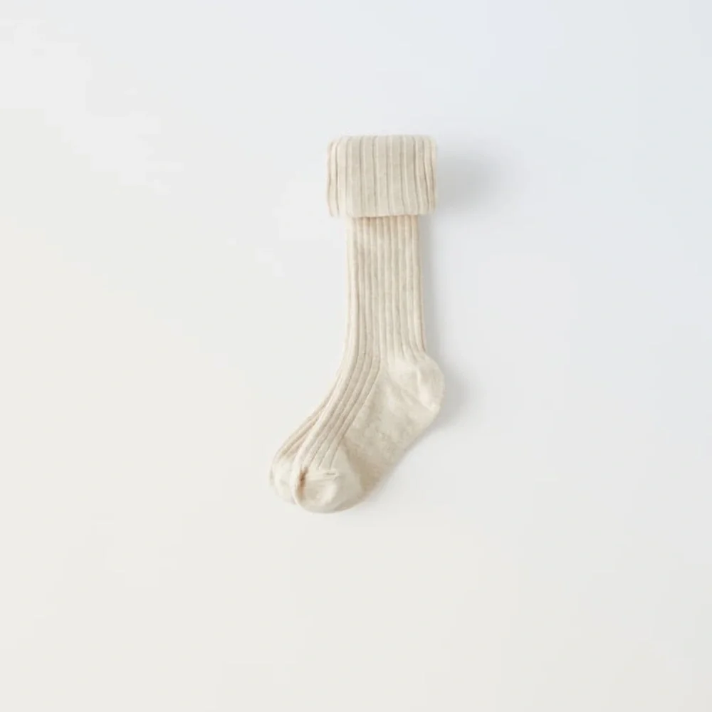 NWT. Zara Sand Ribbed Tights. Size 6-12 Months.